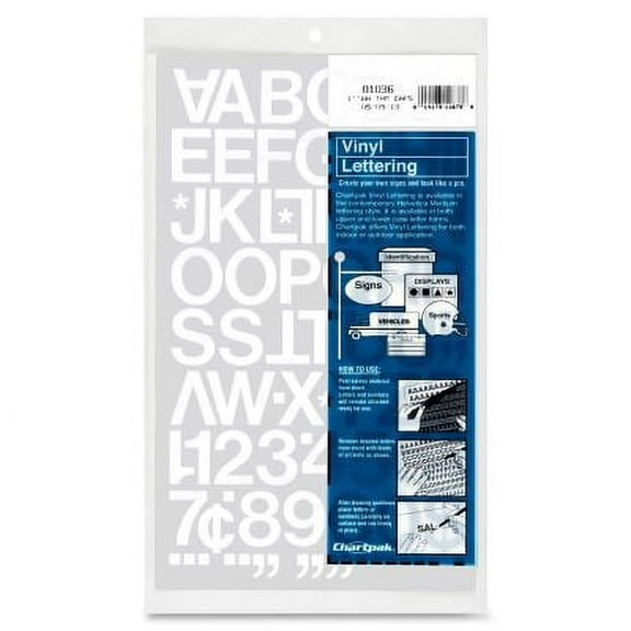 Chartpak 1-inch White Stick-on Vinyl Letters & Numbers (01036), 5 PACKS