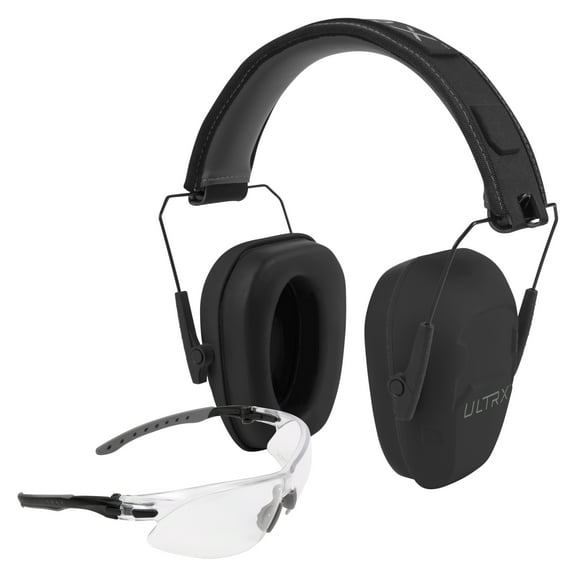 ULTRXâ„¢ Shield Ear & Eye Protection Combo, Midnight Gray, Safety Eyeglasses and Earmuffs, Adult