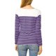thumbnail image 3 of Blusa de mujer INSPIRE CHIC de rayas, bloque de color, de manga larga, camiseta casual, XS, morado, 3 of 8
