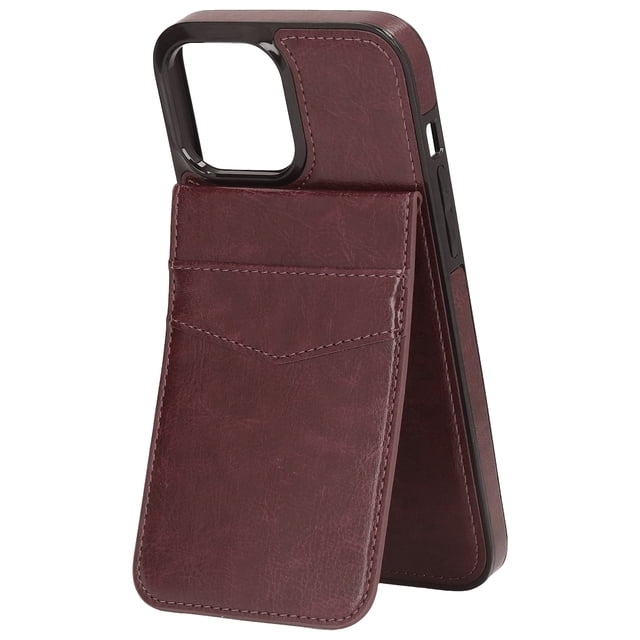 Funda para teléfono tipo billetera Funda protectora para teléfono multifuncional con soporte de hebilla magnética para iPhone 13 Pro Marrón