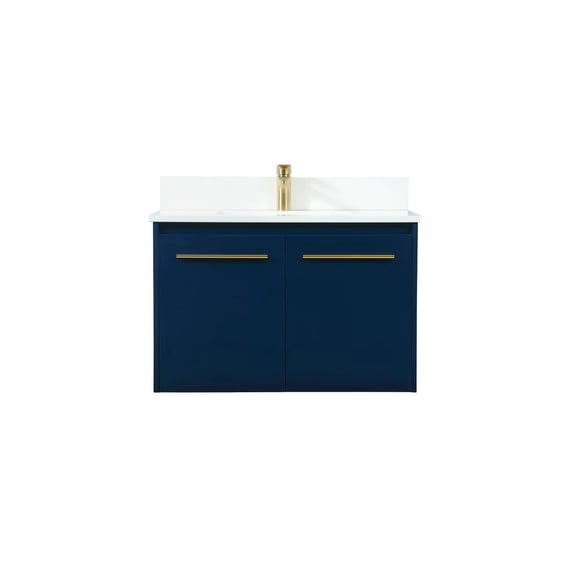Elegant Decor VF44530MBL-BS 30 in. Modern Single Bathroom Vanity, Blue with Backsplash