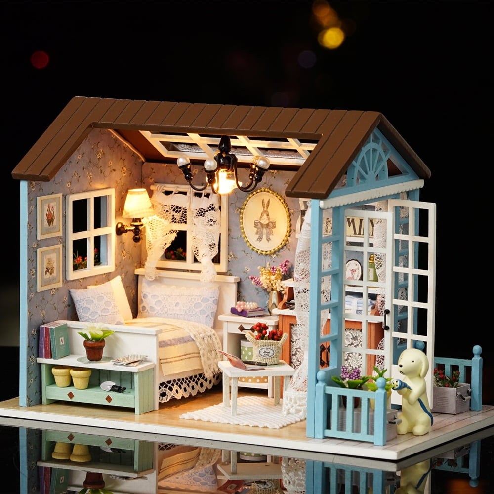 3D DIY Modern Doll House Miniature Kits Realistic Mini Wooden Room Window Frame 