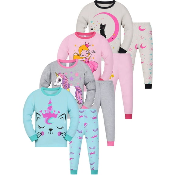 ATAIKU 2-9Y Toddler Girls Unicorn Pajamas Baby 2-Piece Pjs Cotton Long Sleeve Sleepwear Sets 3T