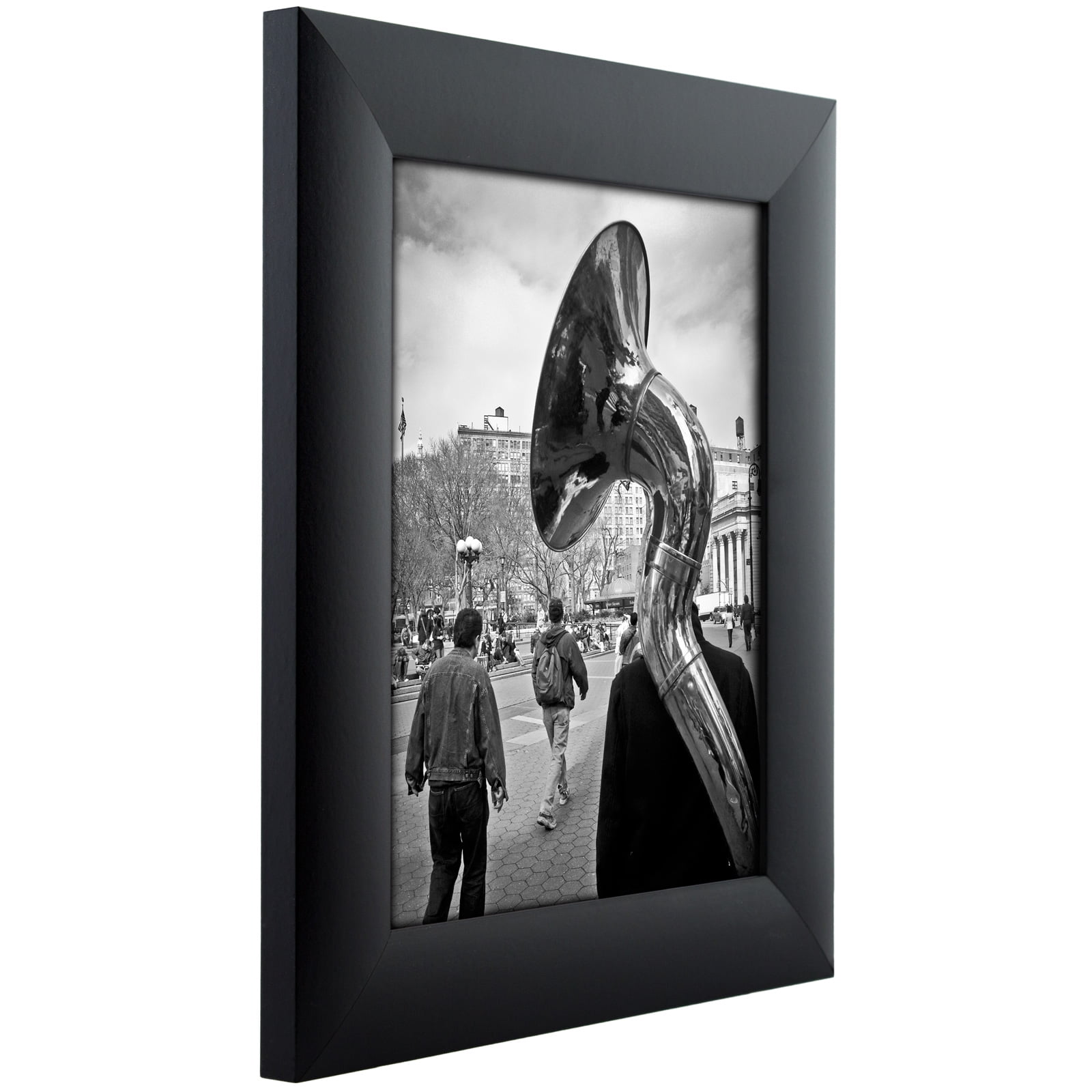 Craig Frames Contemporary Wide, 22x28 inch Black Picture Frame Matted for an 18x24 Photo