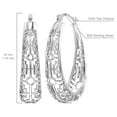 thumbnail image 4 of LeCalla 925 Sterling Silver Hoop Earrings for Women Mesh Filigree Oval Hoops Click-Top Earrings 30MM, 4 of 7