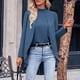 thumbnail image 3 of Camisa de gran tamaño con cuello medio alto para mujer blusas informales traje de trabajo de oficina de gasa, 3 of 9