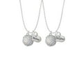 thumbnail image 2 of Delight Jewelry Silvertone Large Super Sparkle Crystal Clear AB Volleyball Mother & Daughter Heart Necklaces (Set of 2), 19"+2", 2 of 4