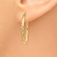 thumbnail image 3 of 14K Polished and Textured Hoop Earrings 14k Yellow Gold Earrings, 3 of 4