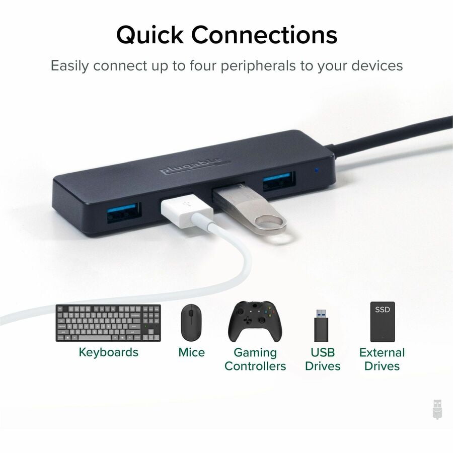 Plugable USB C to USB Adapter Hub, 4 Port USB 3.0 Hub, USB Splitter for Laptop, Compatible with Windows, MacBook Pro/Air, iPad Pro, Surface Pro, Chromebook, Linux, Android, Charging Not Supported