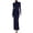 Dark Blue, variant on Waist‑Gathered Turtleneck Midi Dress Women Winter Daily Attire