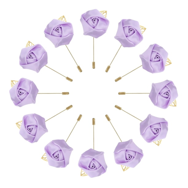 Ramilletes de Rosa Unique Bargains 12 Pcs para Hombres Ceremonia de Boda Color Lila Claro