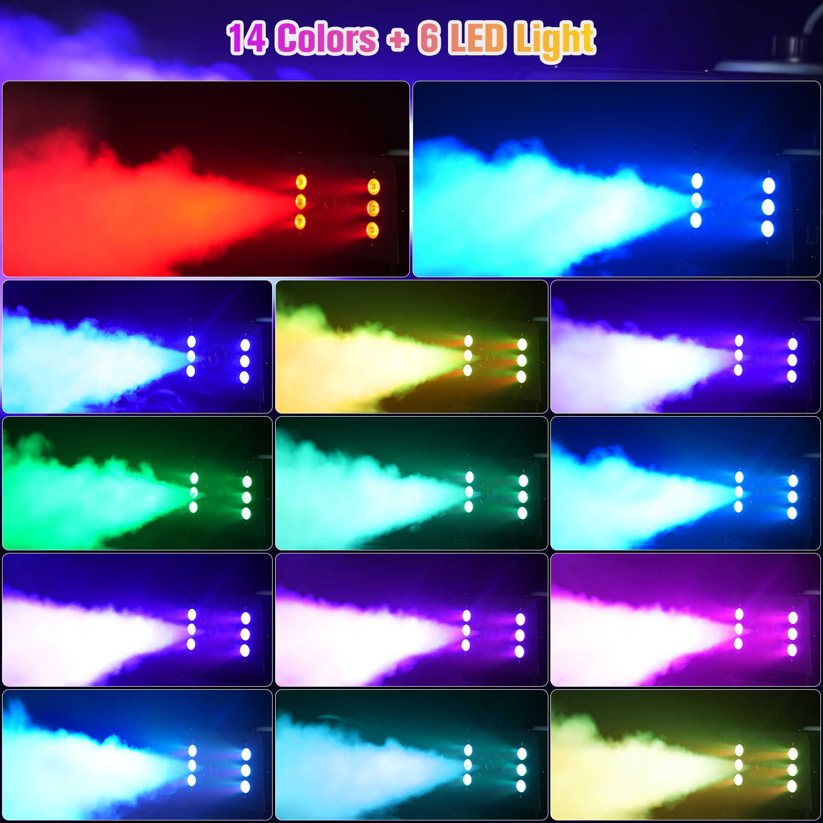 1500W RGB LED Fog Machine - Remote Control Smoke Machine for DJ Stages, Nightclubs, Parties, Concerts & Bars