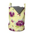 thumbnail image 1 of Spring Laundry Bag, Pastel Blossom Bouquets Petals Fragrance Season Daisy Aster Butterflies, Basket with Handles Drawstring Closure for Laundromats, 13" x 19", Pale Yellow and Magenta, by Ambesonne, 1 of 4