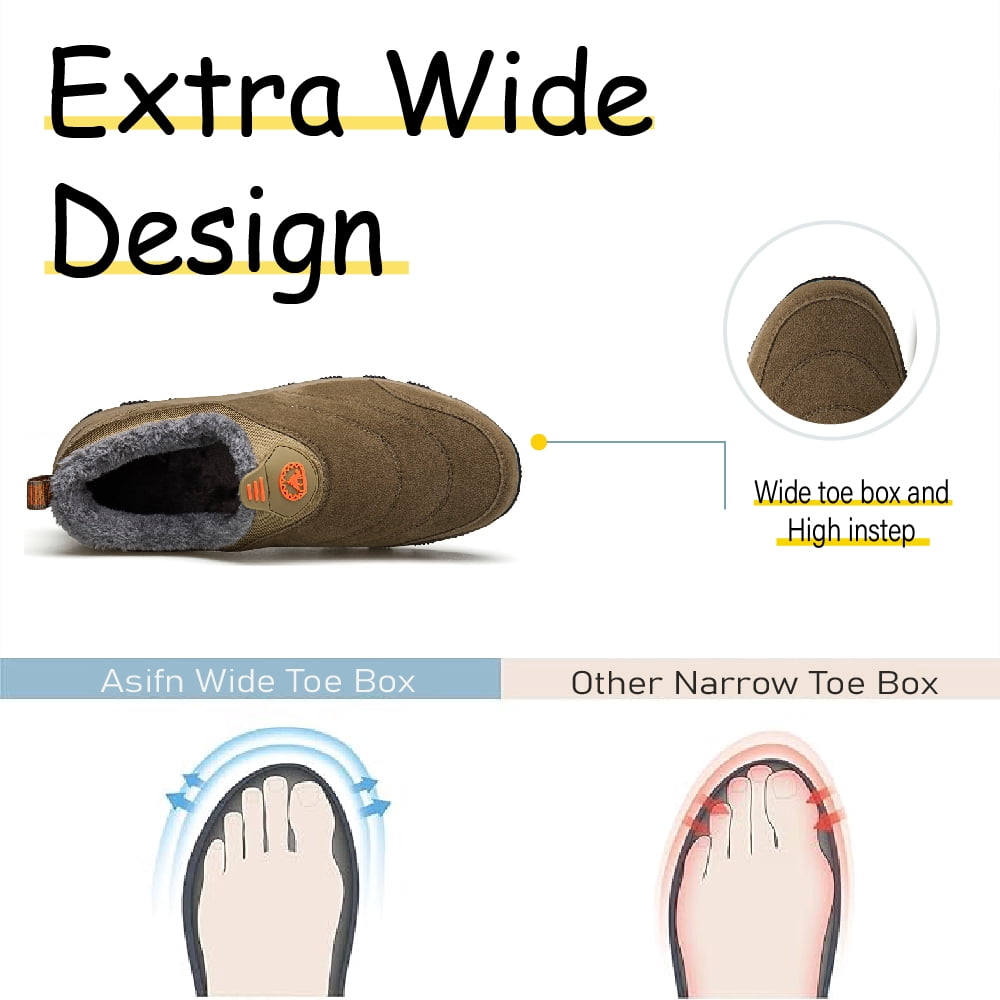 Mens Non-Slip Snow Boots Winter Outdoor Sports Shoes Fashion Casual Cotton Shoes Warm Fur Lined Hiking Shoes Brown 7 UK