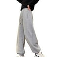 thumbnail image 1 of Pantalones largos de pana de color liso para niña, pantalones casuales de pierna recta, pantalones holgados casuales de pierna ancha, pantalones de poliéster con cintura elástica y largo para niños., 1 of 8