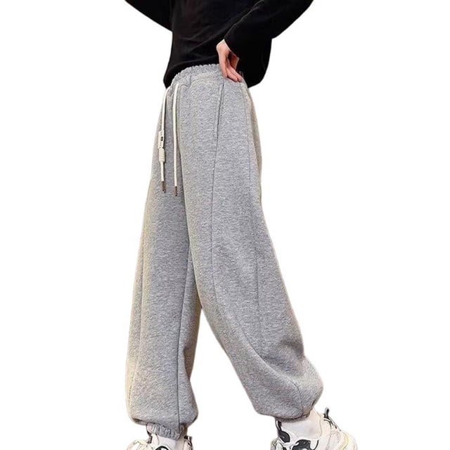 Pantalones largos de pana de color liso para niña, pantalones casuales de pierna recta, pantalones holgados casuales de pierna ancha, pantalones de poliéster con cintura elástica y largo para niños.