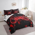 thumbnail image 3 of jejeloiu Cartoon Gamepard 7-Piece Twin Bedding Sets,Teen Video Gamer Bedding Comforter Set,Red Black Sheet Sets For Boys Kids,Luxury Bedroom Decor Reversible, 3 of 8