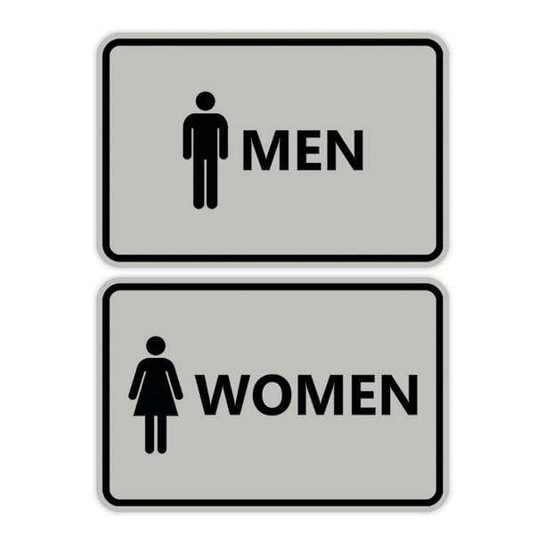 Classic Framed Men Women Sign Set (Lt Gray) - Small - Walmart.com