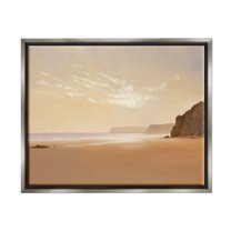 Stupell Industries Brown Beach Landscape Landscape Photography Gray Floater Framed Canvas Art Print Wall Art, 31 x 25