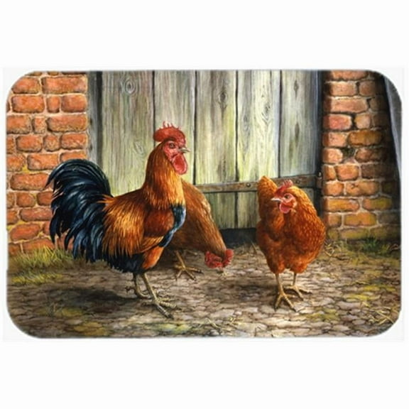 Rooster & Chickens by Daphne Baxter Glass Large Cutting Board