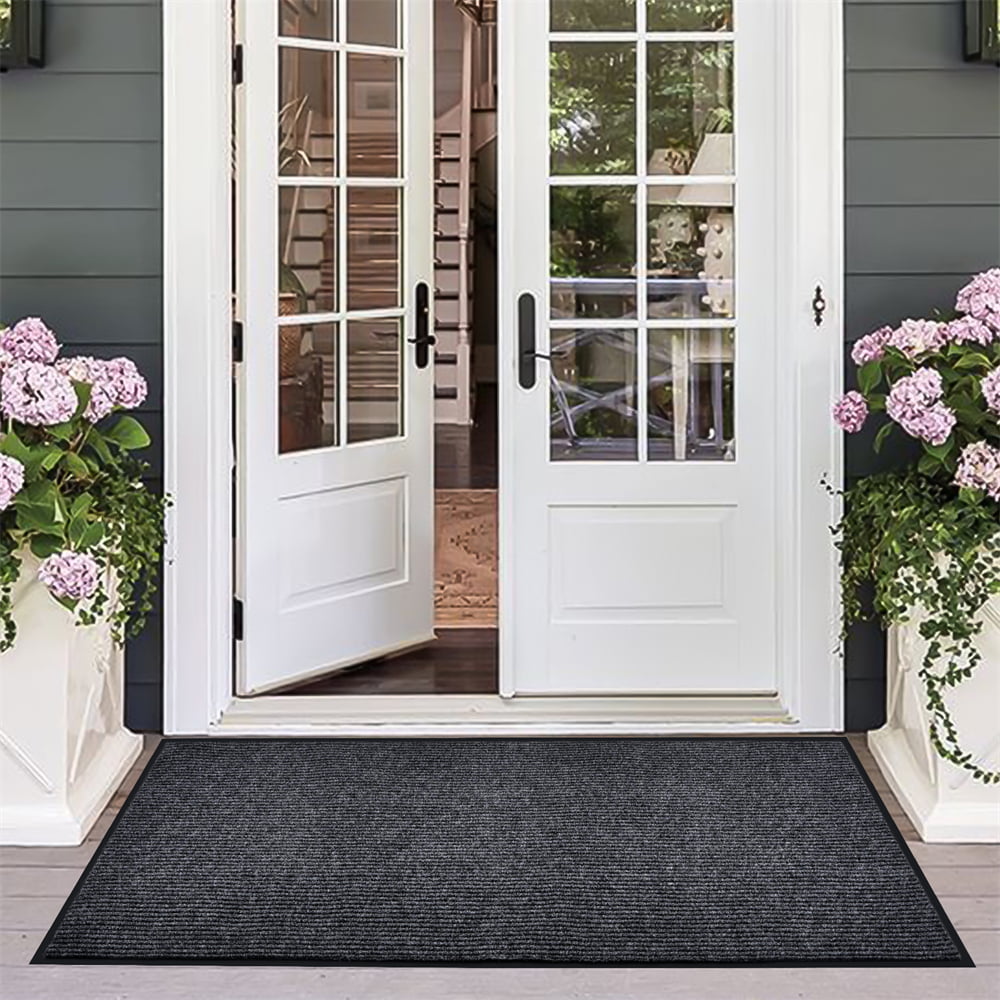 DEXI Duraloop Door Mat for Outdoor Indoor Floor Mat for House,Heavy Duty  Mat for Entryway,Front Door,Patio,17x29.5 Stripe Grey