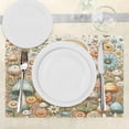 thumbnail image 3 of Ambesonne Trippy Place Mats Set of 4, Pastel Mushroom Garden Art, Standard Size, Orange Blue and Green, 3 of 5