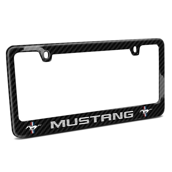 Ford Mustang Speed-Line Dual Logo Black Real Carbon Fiber License Plate Frame