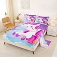 thumbnail image 2 of Erosebridal Cartoon Unicorn Girls Bed Sheets,Kawaii Cute Animals King Sheets For Kids 4-Piece, 2 of 6