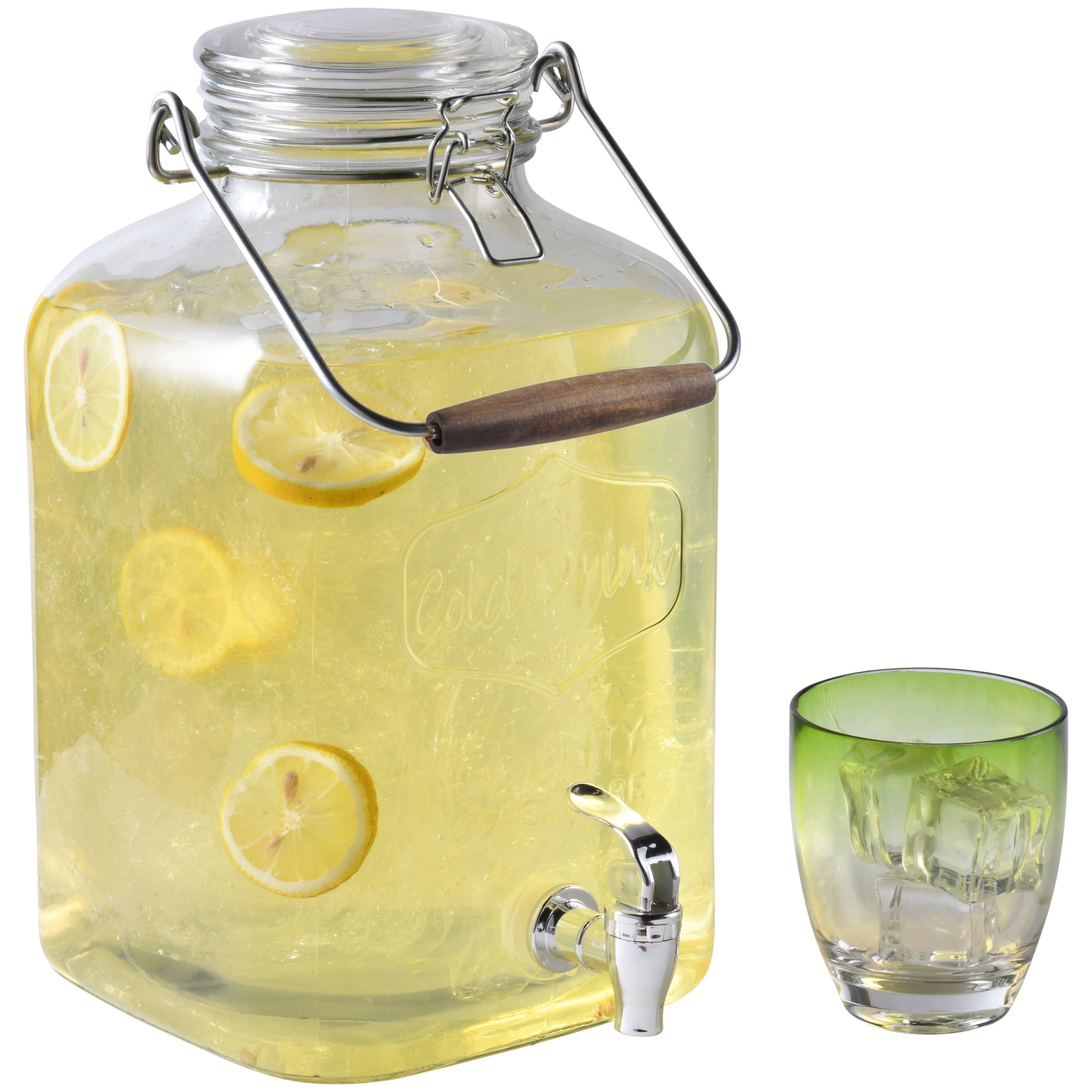 Better Homes & Gardens Glass 2-Gallon Beverage Dispenser with Glass Clamp  Lid