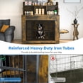 thumbnail image 5 of Behost 34" Dog Crate Kennel Cage Furniture for Medium Dogs with LED Light Feeding Bowls, Dual-Layer Storage, Rustic Brown, 5 of 10