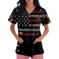 thumbnail image 3 of 250th Anniversary USA Scrub Tops Women American Flag Print Stretch V Neck Scrubs 4th of July Nurse Working Uniforms with Pockets, 3 of 4