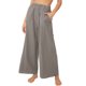 thumbnail image 2 of Pantalones anchos de talle alto Pantalones rectos de pierna ancha con cintura elástica de color puro para mujer Señora Gris XXL, 2 of 5
