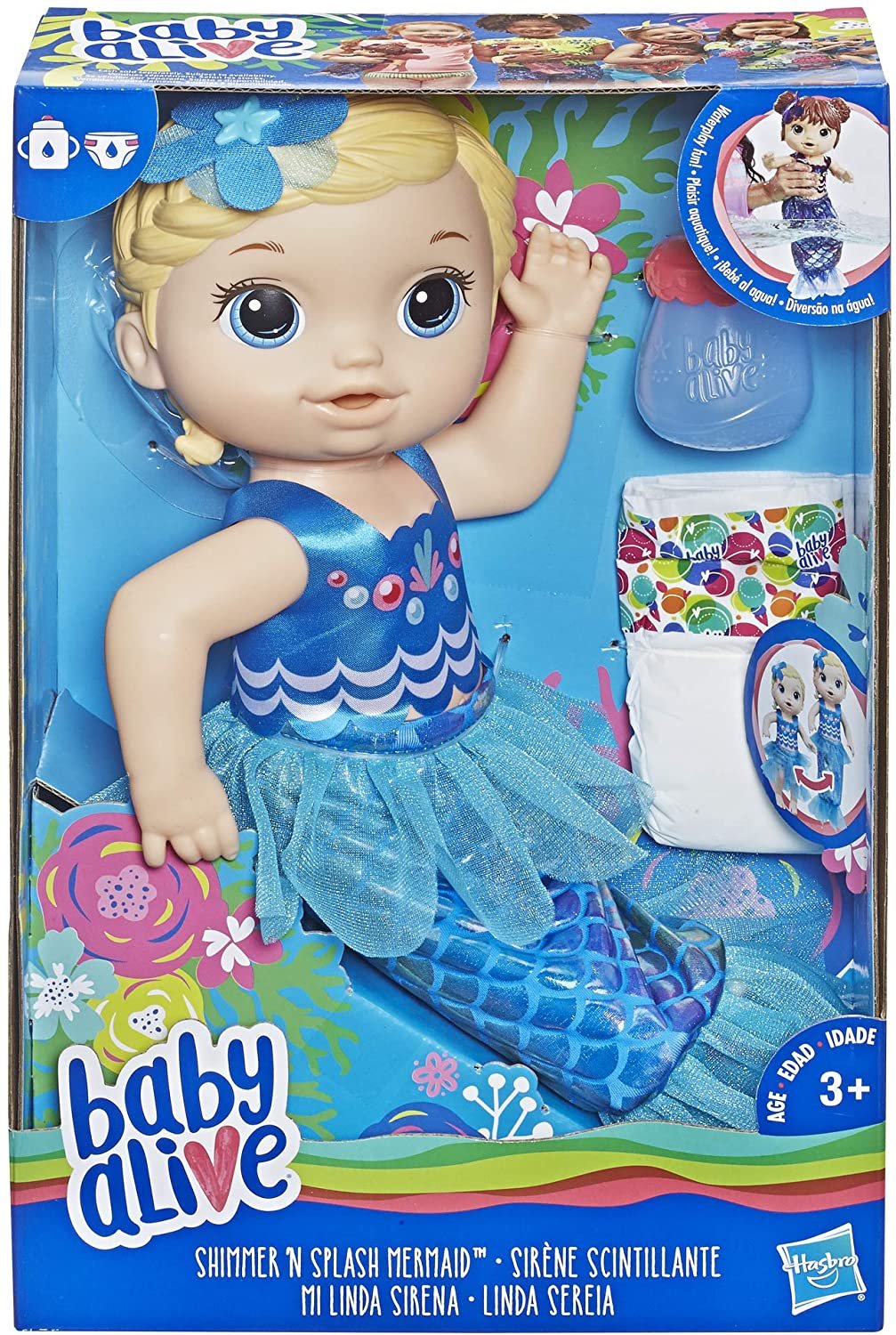 Baby Alive: Shimmer 'n Splash Mermaid 14-Inch Doll Brown Hair, Green Eyes Kids Toy for Boys and Girls - image 3 of 8