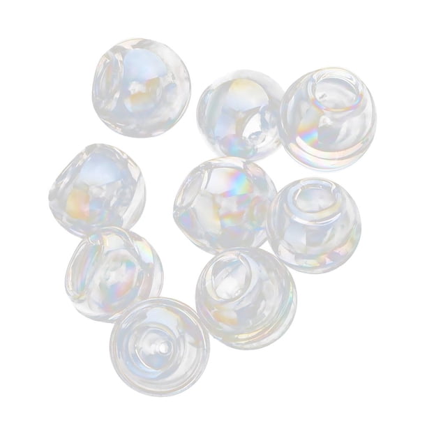 10 amuletos para botellas de vidrio transparentes vacías con diseño de bola redonda de arcoíris. 12mm