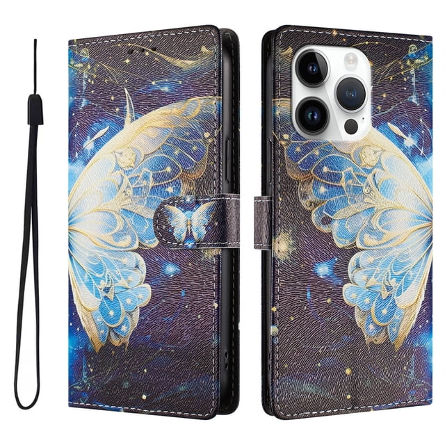 FOXDOCK Funda Tipo Cartera para iPhone 14 Pro Max con Soporte y Correa – Diseño de Patrones Lindos