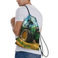 thumbnail image 6 of Hirioo Green Tractor Field Print Drawstring Backpack Bag Sport Versatile Sports Backpack for Gym, Travel, Swimming, Beach, 6 of 9