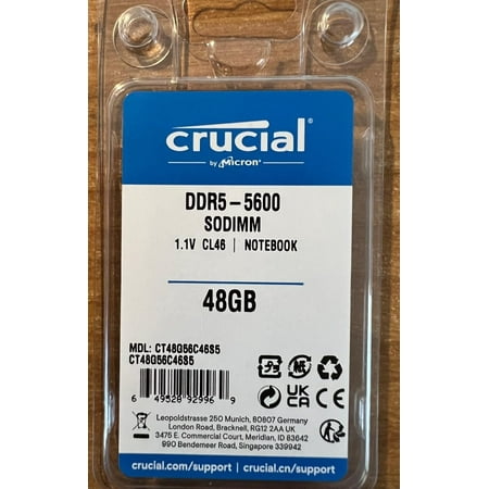 Crucial 48GB RAM PC5 44800 Laptop Memory CT48G56C46S5