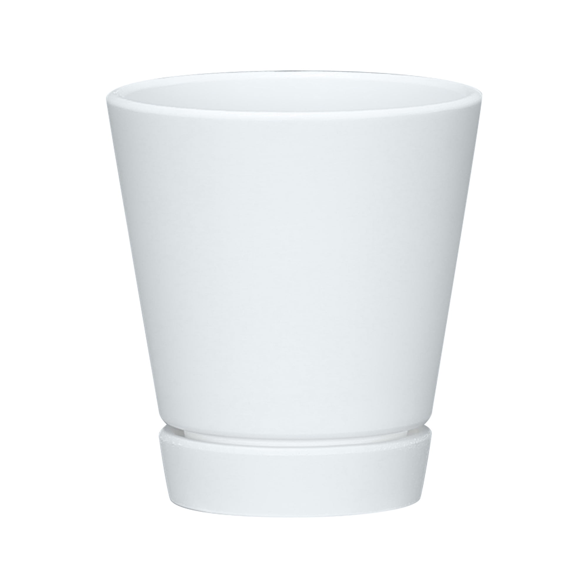 (2 pack) Mainstays Recycled Resin Planter with Attached Saucer, White, 4in x 4in x 4.5in