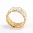 thumbnail image 2 of 8mm Titanium Steel 5 Rowes AAA CZ Band Men Womens 18k Gold Plated Ring Size 6-12, 2 of 6