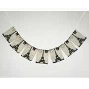 GCKG Frech Paris Eiffel Tower City of Love Black White Banner Bunting Garland Flag Sign for Home Family Party Decoration