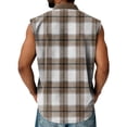 thumbnail image 4 of Domuza Mens Sleeveless Shirts Henley Neck Sleeveless Button Down Athletic Sport Tank Tops Summer Relaxed Fit Plaid T-Shirt Green L, 4 of 4