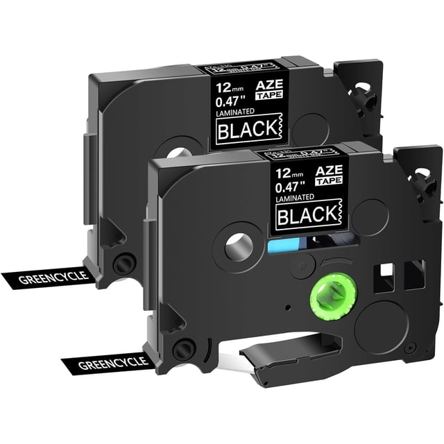 Cinta de etiquetas blanca sobre negra, paquete de 2, compatible con Brother TZ TZe 335 Tze335 Ptouch, 12 mm, 0,47", uso en etiquetado