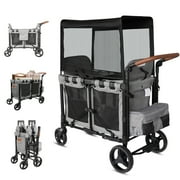 TouHeart Wagon Stroller for 2 Kids, 3 in 1 Stroller Wagon with Canopy, 5-Point Harness, Removable Seat, Grey
