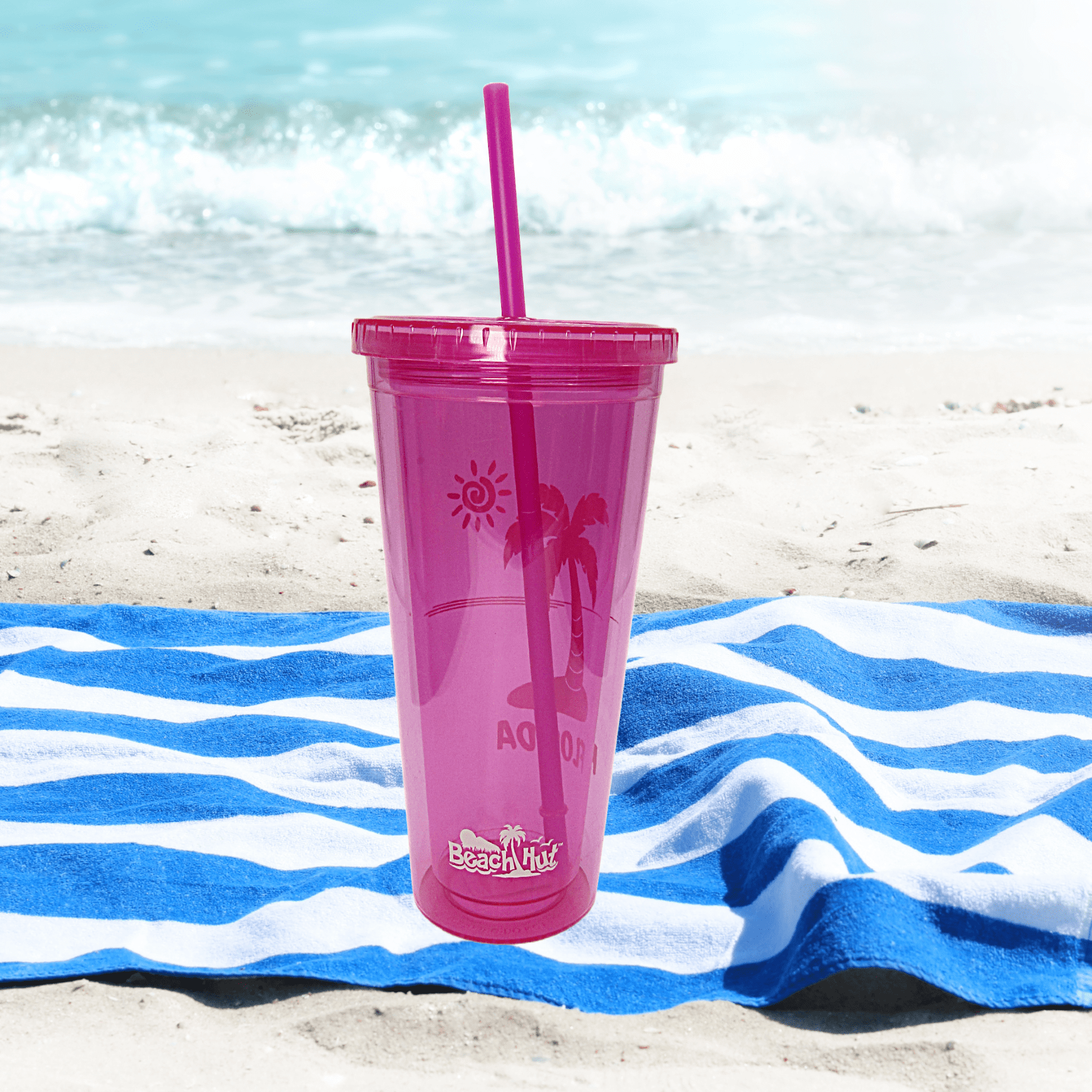 Tumbler 16oz Florida Pink Palms-Beach Hut Inc. All Occasion Souvenir