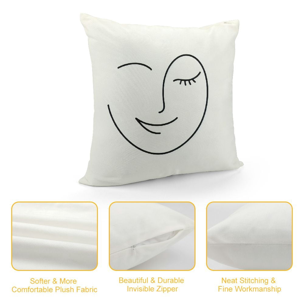 Throw Pillow Cover Wink Face Decorative Pillow Covers Black Lash