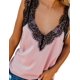 thumbnail image 2 of Camisola sin Mangas con Cuello en V de Encaje de Color sólido de Verano para Mujer B-Rosa XXL B-Rosa XXL Xishao ropa, 2 of 2