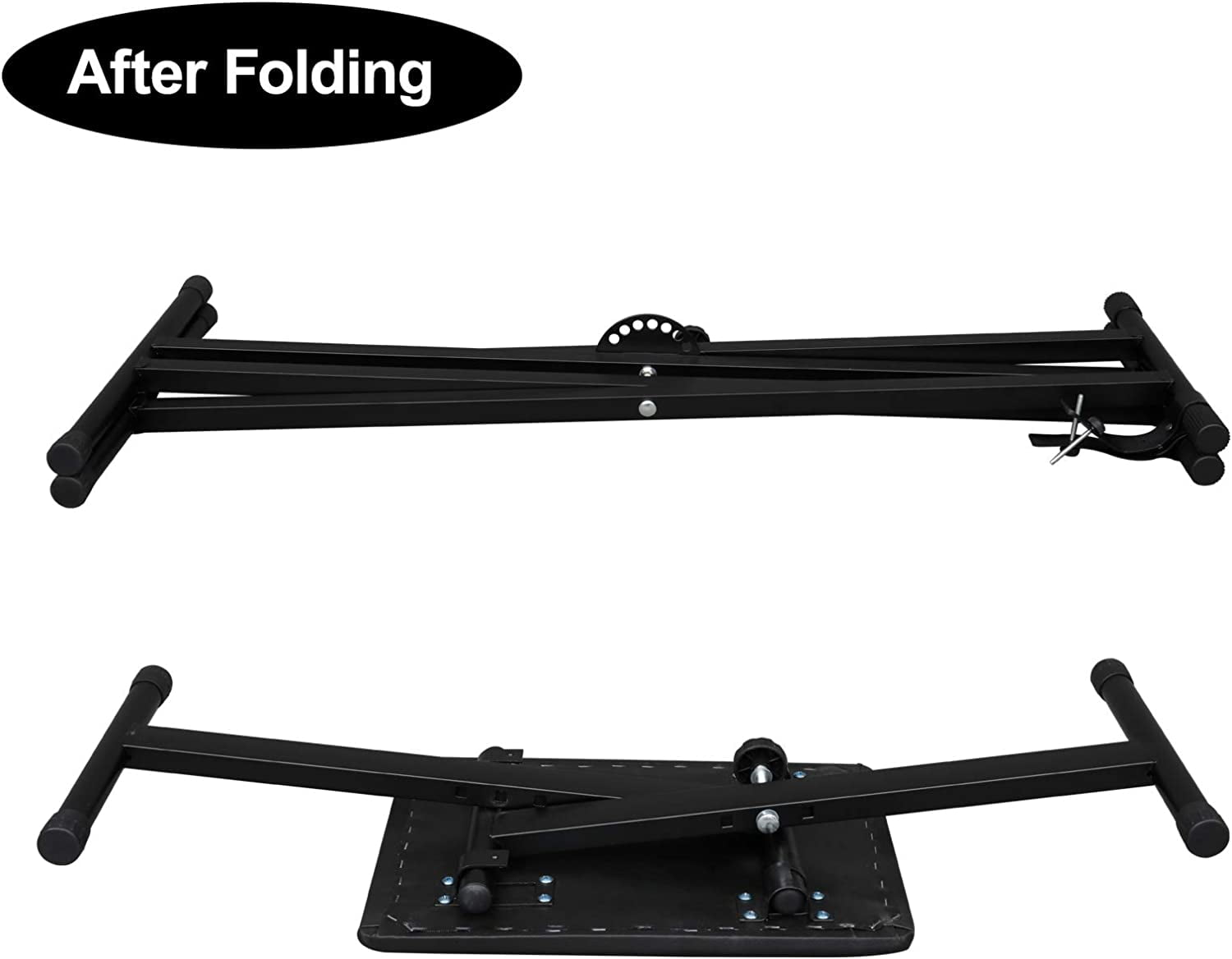 Single X Keyboard Stand and Bench Set, Adjustable Height Digital Piano Stand with Lockable Straps for 49 61 76 88 Keys