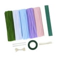 thumbnail image 3 of Limpiadores de pipa, suministros para manualidades, tallo de chenilla, ramo de bricolaje, kit para hacer flores de bricolaje para regalo navideño, Azul, 3 of 8