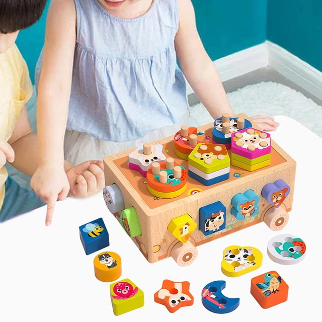 Juguetes clasificadores de formas Montessori Hugo, juguetes de madera coloridos para educación y desarrollo cognitivo