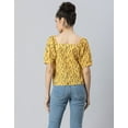thumbnail image 3 of MoomayaWomens PrintedCotton Shirt Top, Square NeckPuffedSleeves Summer Short Top, 3 of 7